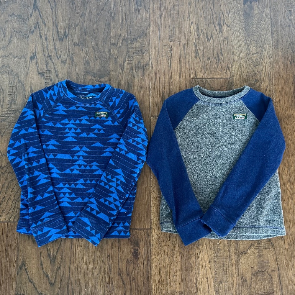 2 Boys L.L. Bean Fitness Fleece Shirts Size M